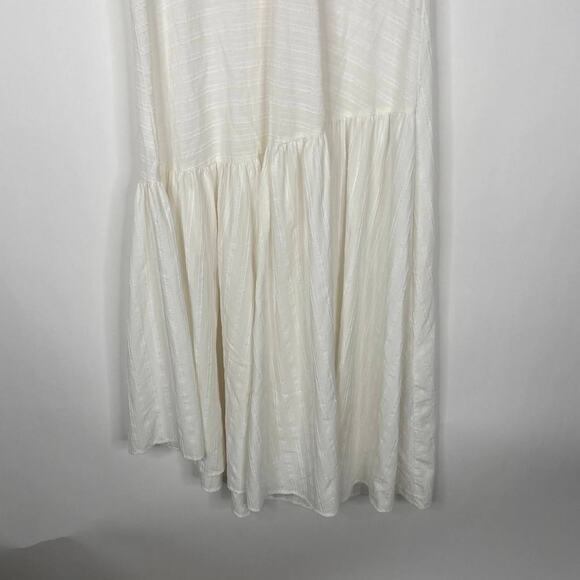 2/$30 ZARA Asymmetric Dress XS Striped White V-Neck Short Sleeve Textured #5637 - Picture 8 of 16